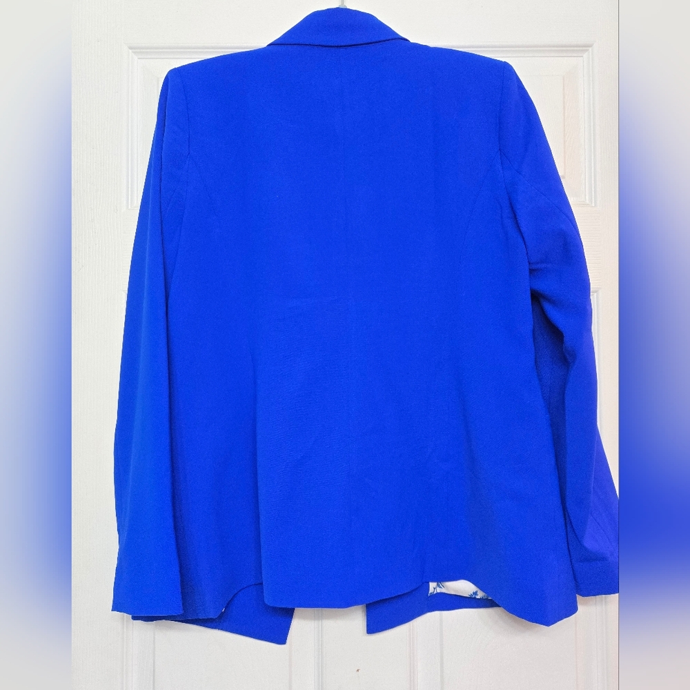 Skies Are Blue Vibrant Blue Open-Front Professional Blazer With Pockets - Picture 2 of 4